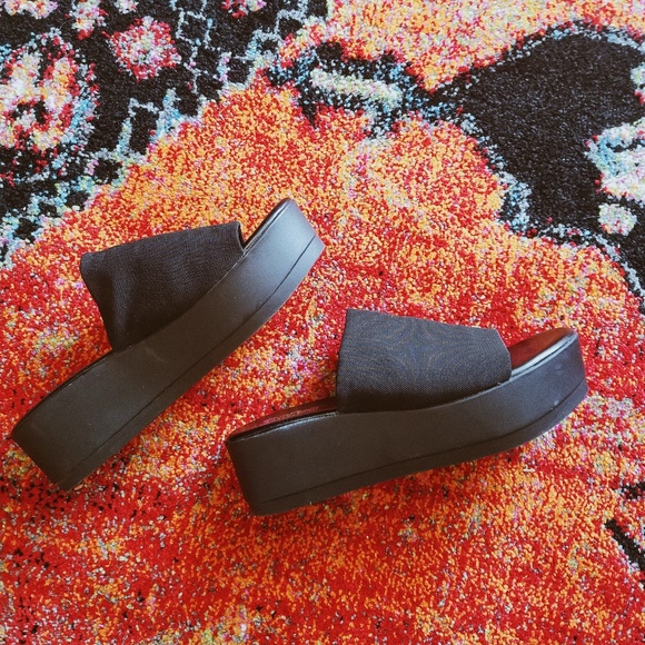 Brash black Platform Flop Sliders Sandals - Picture 3 of 5